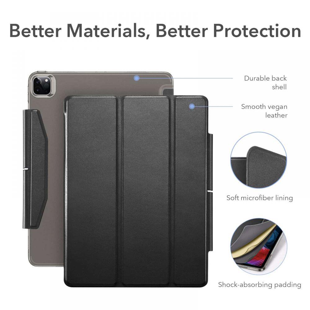 Калъф с Протектор за iPad Pro 12.9" 2022-2018, ESR TriFold Case&Glass, Черен (4)