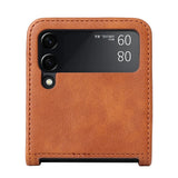 Кожен Калъф с Джоб за Samsung Z Flip 3, Slot Leather Case, Кафяв (6)