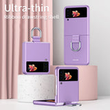 Матов Калъф с Пръстен за Samsung Galaxy Z Flip 3, GKK Ring Case, Лилав (4)