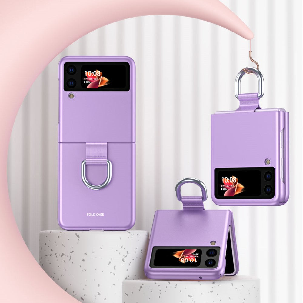 Матов Калъф с Пръстен за Samsung Galaxy Z Flip 3, GKK Ring Case, Лилав (3)