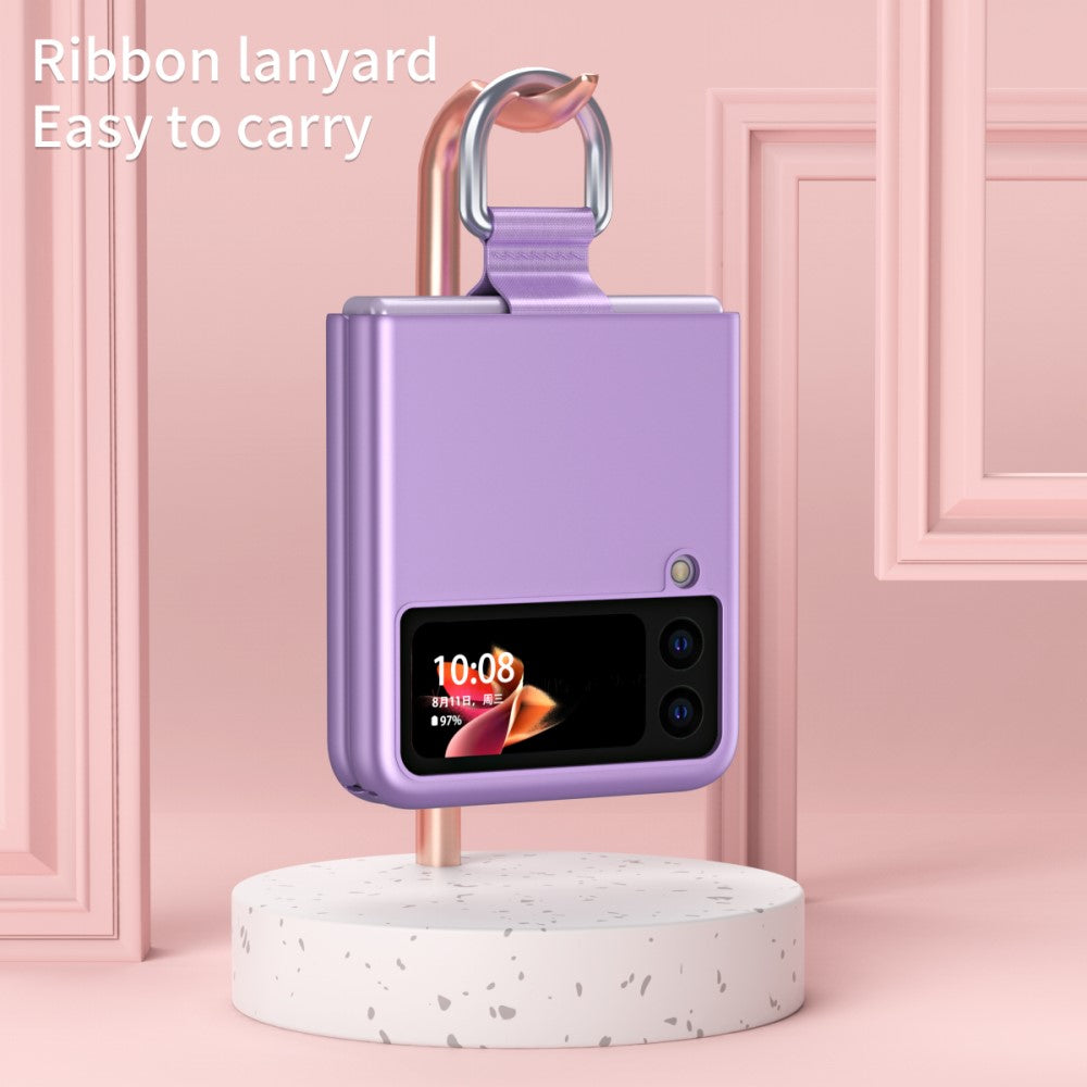 Матов Калъф с Пръстен за Samsung Galaxy Z Flip 3, GKK Ring Case, Лилав (5)