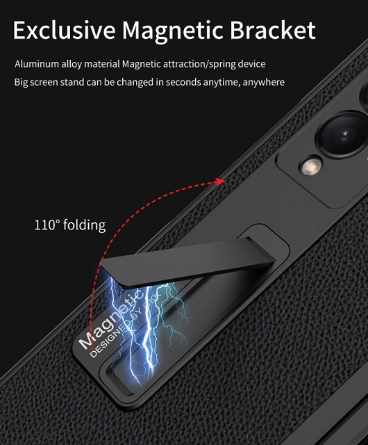Кожен Калъф с Поставка за Samsung Z Fold 3, GKK Leather KickStand Case, Зелен (2)
