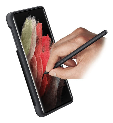 Оригинален Калъф с Писалка за Samsung S21 Ultra Silicone Cover S Pen Case EF-PG99PTB, Черен (3)