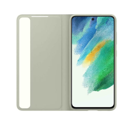 Оригинален Активен Калъф за Samsung S21 FE Smart Clear View Cover Book Case EF-ZG990CME, Зелен (3)
