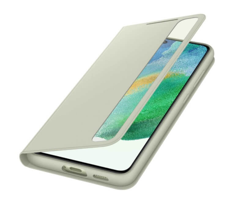 Оригинален Активен Калъф за Samsung S21 FE Smart Clear View Cover Book Case EF-ZG990CME, Зелен (2)