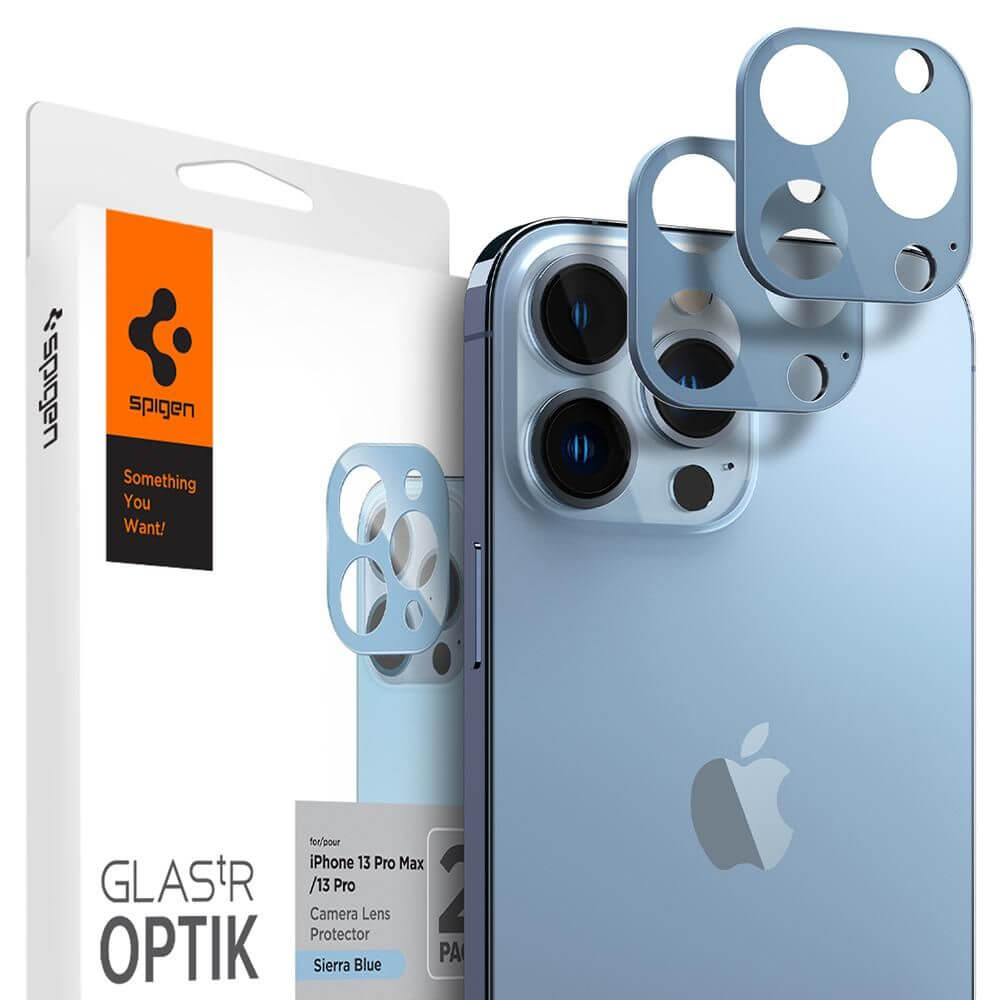 Протектор за Камерата на iPhone 13 Pro Max, Spigen EZ Fit Optik Pro Glass tR 2бр., Син