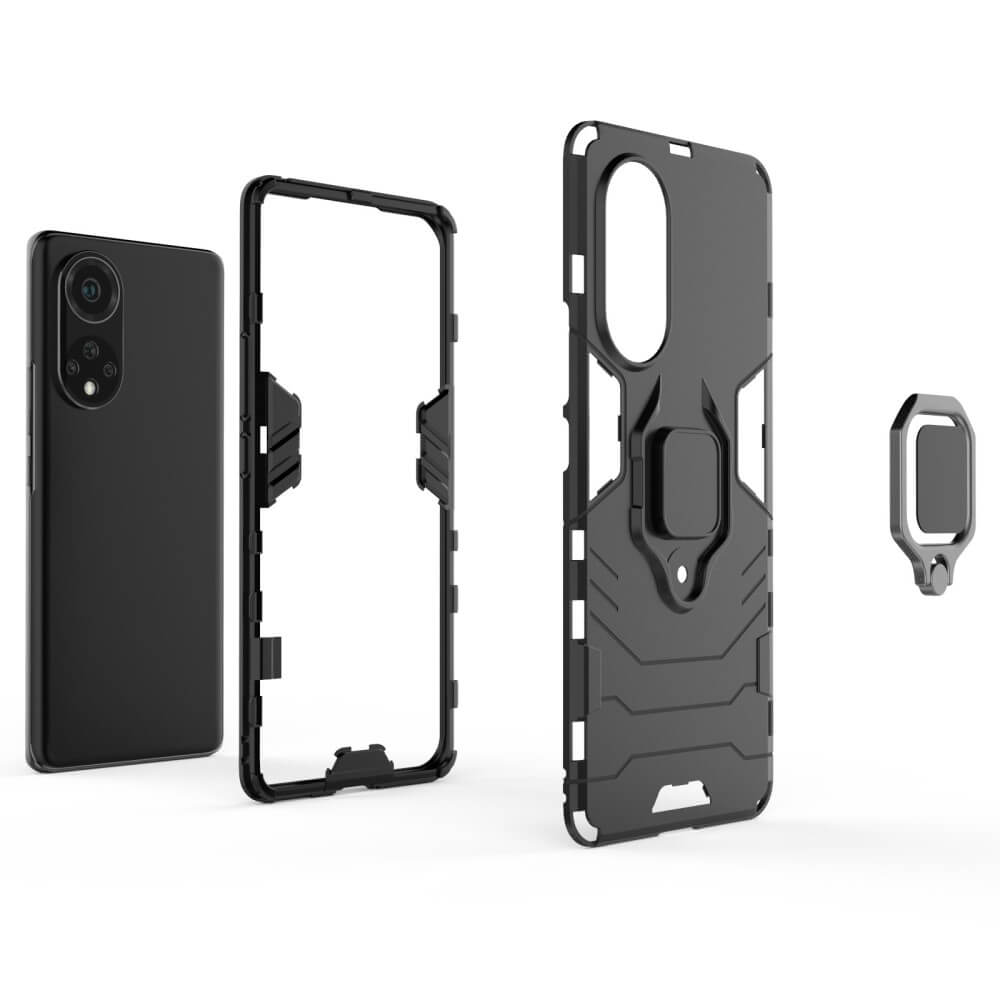 Калъф със Стойка-Пръстен за Huawei Nova 9, Kickstand Armor Case, Черен (3)