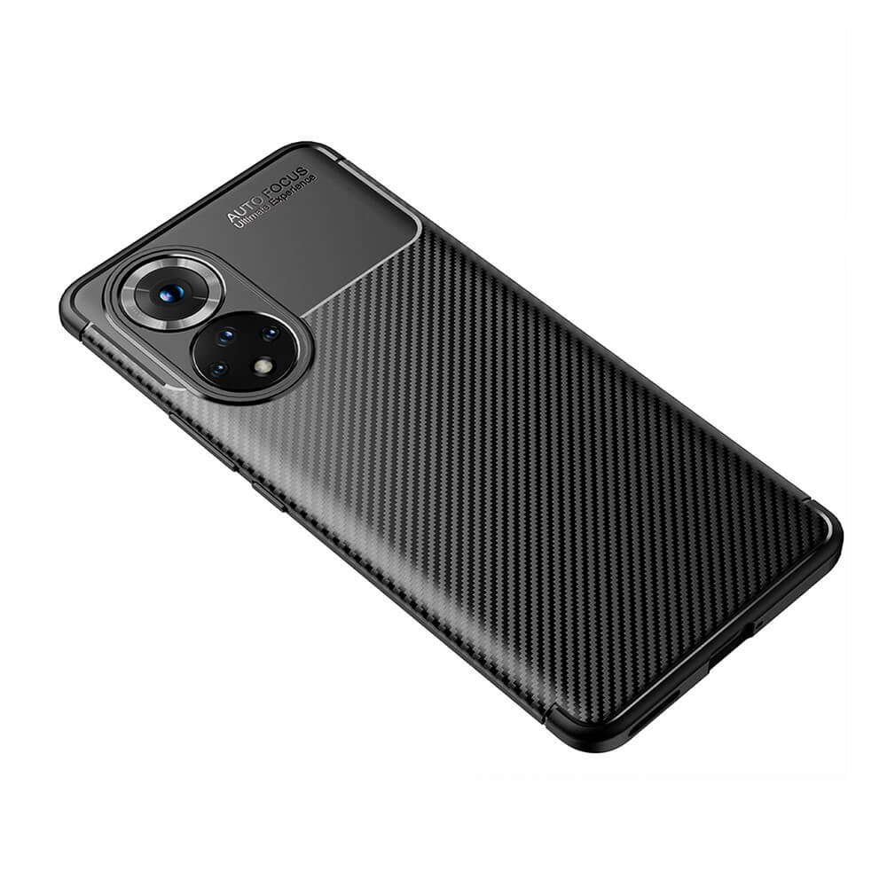 Силиконов Калъф за Huawei Nova 9, New Carbon Case, Черен (2)