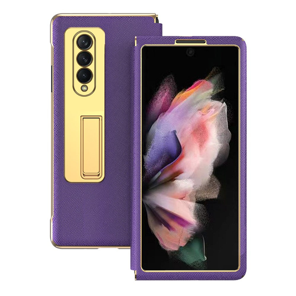 Кожен Калъф с Поставка за Samsung Z Fold 3, GKK Leather Case, Лилав