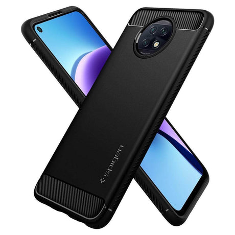 Противоударен Калъф за Xiaomi Redmi Note 9T, Spigen Rugged Armor Case, Черен (6)