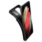 Калъф с Поставка за Писалка за Samsung S21 Ultra, Spigen Liquid Air S-Pen Case, Черен (5)