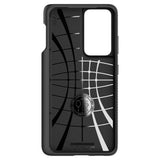 Калъф с Поставка за Писалка за Samsung S21 Ultra, Spigen Liquid Air S-Pen Case, Черен (3)
