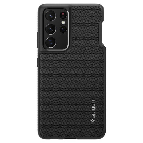 Калъф с Поставка за Писалка за Samsung S21 Ultra, Spigen Liquid Air S-Pen Case, Черен (2)