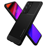 Противоударен Силиконов Калъф за Samsung S21 Ultra, Spigen Rugged Armor Case, Черен (4)