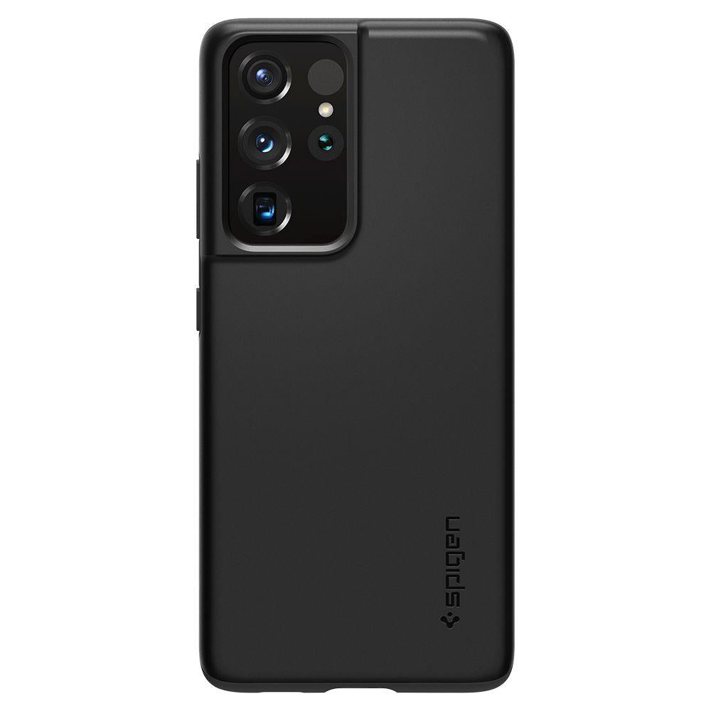 Противоударен Калъф за Samsung S21 Ultra, Spigen Thin Fit Case, Черен (4)