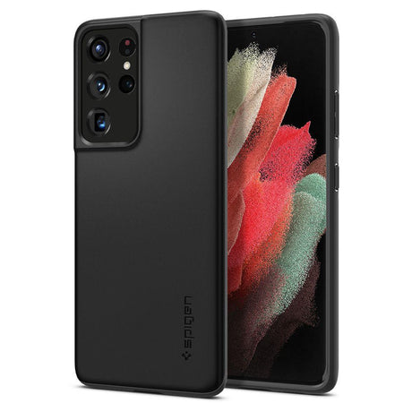 Противоударен Калъф за Samsung S21 Ultra, Spigen Thin Fit Case, Черен