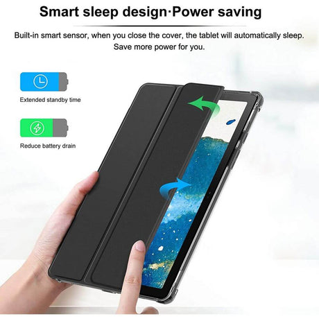 Кожен Калъф за Samsung Tab A7 10.4", Infiland Smart Case, Черен (3)