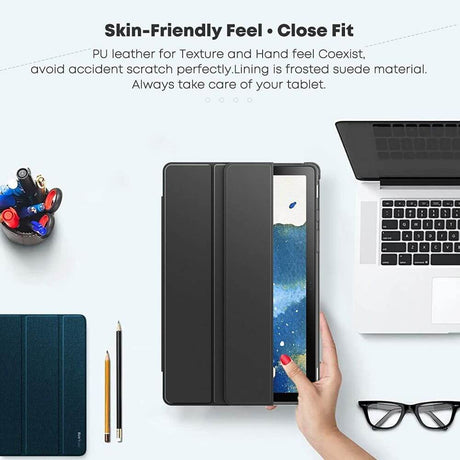 Кожен Калъф за Samsung Tab A7 10.4", Infiland Smart Case, Черен (4)