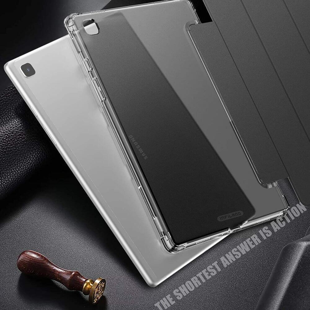 Кожен Калъф за Samsung Tab A7 10.4", Infiland Smart Case, Черен (7)